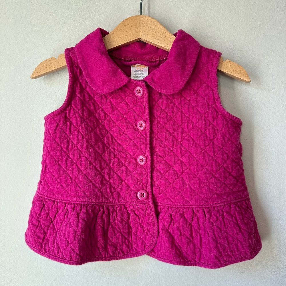 Gymboree Pink Quilted Peplum Waist Spring Vest Size 2-3